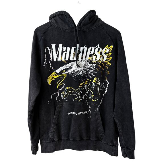 PACSUN Mens Graphic Eagle Madness Pullover Sweatshirt Hoodie Gray Medium Casual - Picture 1 of 8